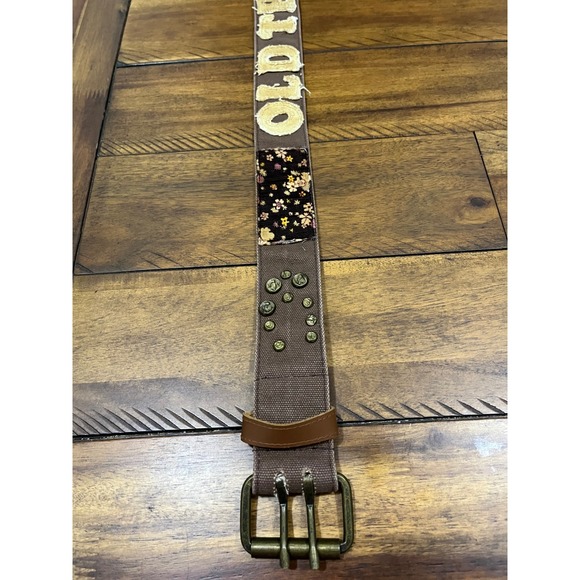 Etui Canvas Belt Womens 28 Brown Good Old Trend Patchwork Studded Grommet Double main image 8